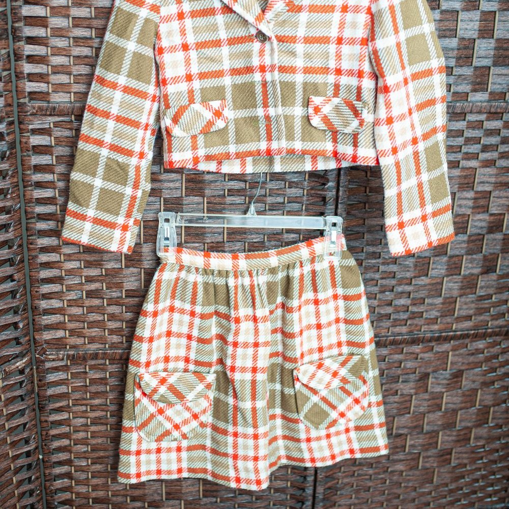 Vintage skirt and top plaid size 10 Carol  Evans